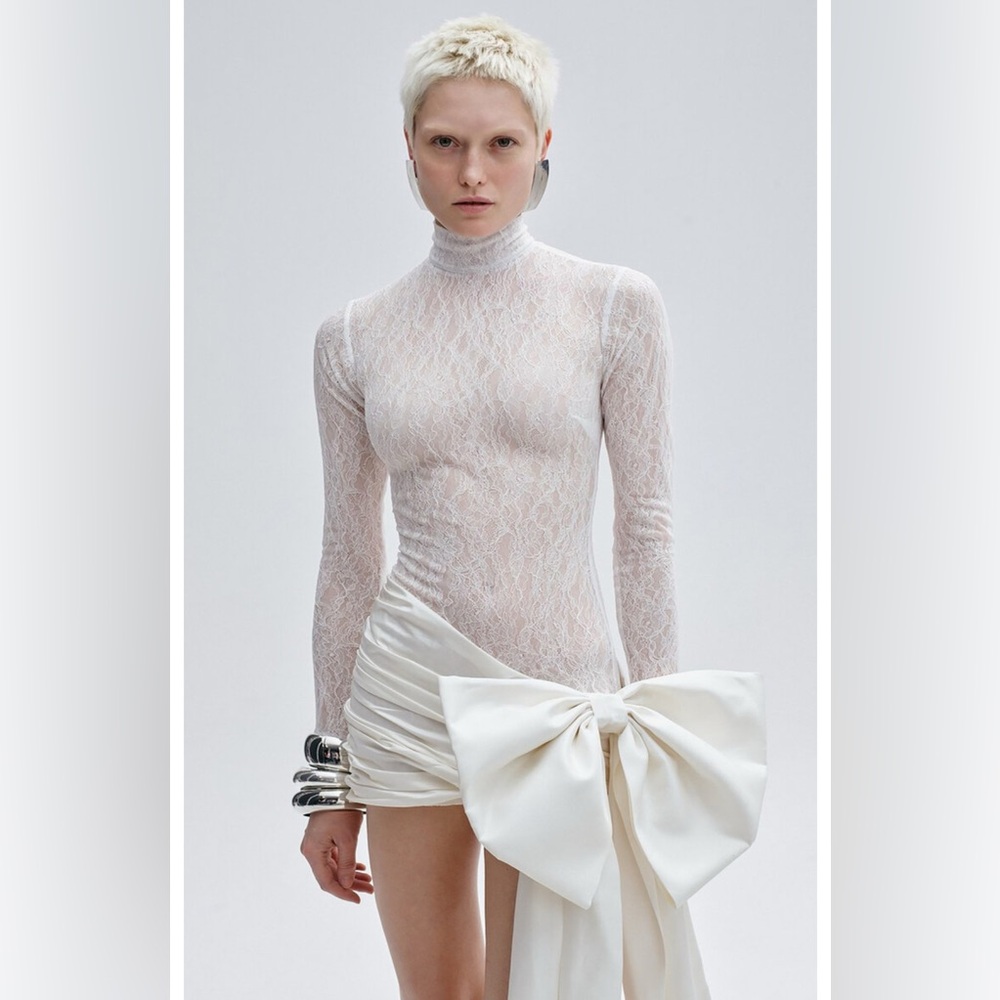 New Arrivals Ilkyaz Ozel Chiwen Silk Lace Bow La Tendresse Dress Size 36 XS-S